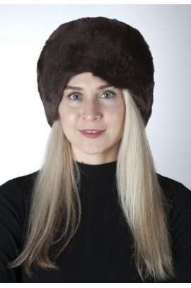 Dark brown rex fur hat